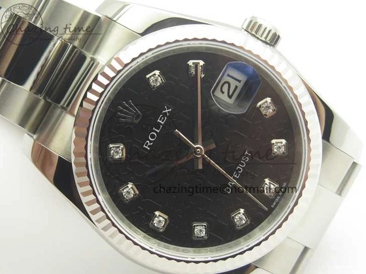 0104 Breathable DateJust 36 SS 116200 Fluted Bezel DJF Best Edition Black Com Diam Dial on SS 904L Oyster Bracelet A 3367